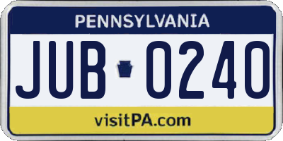 PA license plate JUB0240
