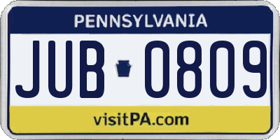 PA license plate JUB0809