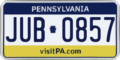 PA license plate JUB0857