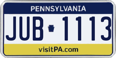 PA license plate JUB1113