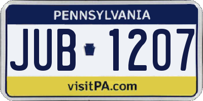 PA license plate JUB1207