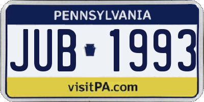 PA license plate JUB1993