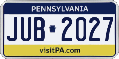 PA license plate JUB2027