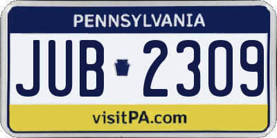 PA license plate JUB2309