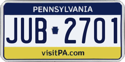 PA license plate JUB2701