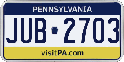 PA license plate JUB2703
