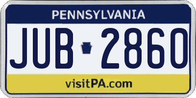 PA license plate JUB2860