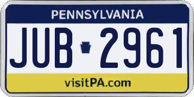 PA license plate JUB2961