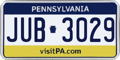 PA license plate JUB3029
