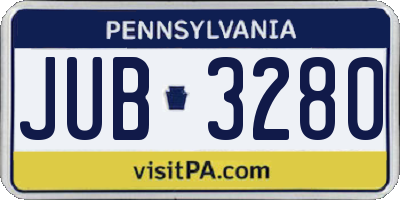 PA license plate JUB3280
