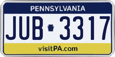 PA license plate JUB3317