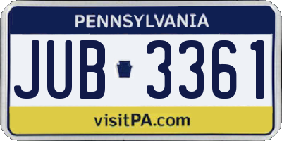 PA license plate JUB3361