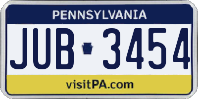 PA license plate JUB3454