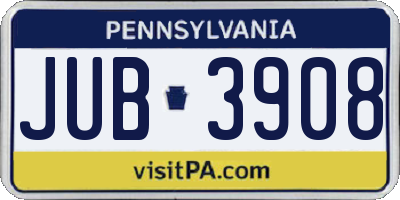 PA license plate JUB3908