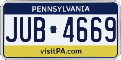 PA license plate JUB4669
