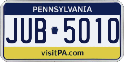 PA license plate JUB5010