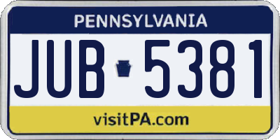 PA license plate JUB5381