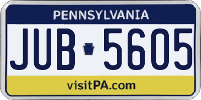 PA license plate JUB5605