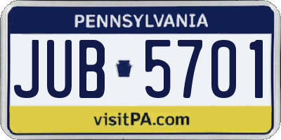 PA license plate JUB5701