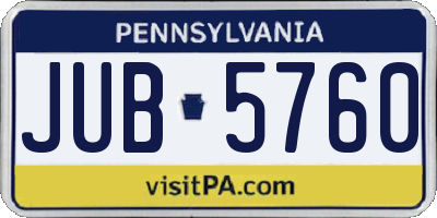 PA license plate JUB5760