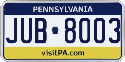 PA license plate JUB8003