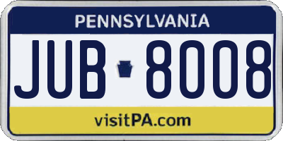 PA license plate JUB8008