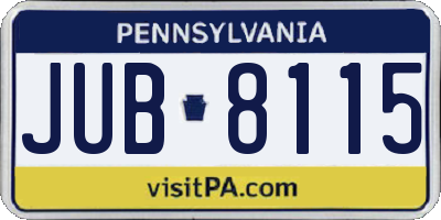 PA license plate JUB8115