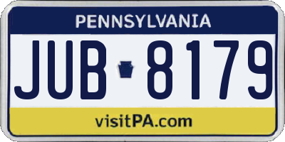 PA license plate JUB8179