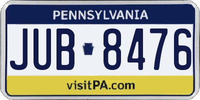 PA license plate JUB8476