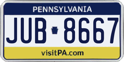 PA license plate JUB8667
