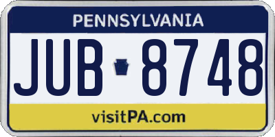 PA license plate JUB8748