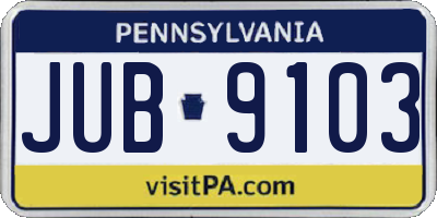 PA license plate JUB9103