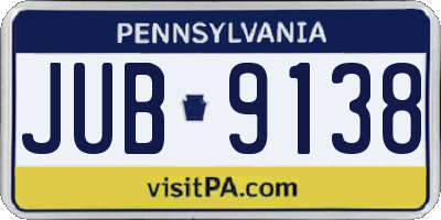 PA license plate JUB9138