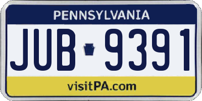 PA license plate JUB9391