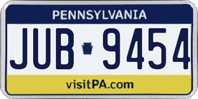 PA license plate JUB9454