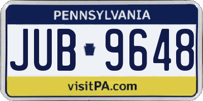 PA license plate JUB9648