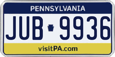 PA license plate JUB9936