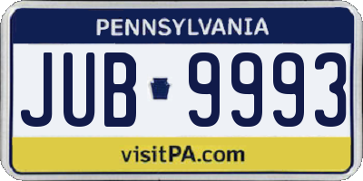 PA license plate JUB9993