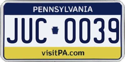 PA license plate JUC0039