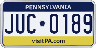 PA license plate JUC0189