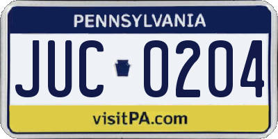 PA license plate JUC0204