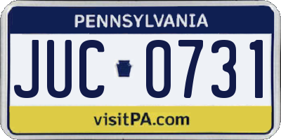 PA license plate JUC0731