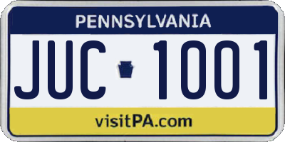 PA license plate JUC1001