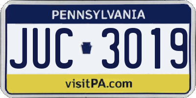 PA license plate JUC3019
