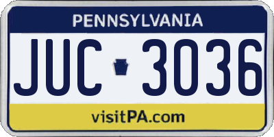 PA license plate JUC3036