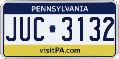 PA license plate JUC3132