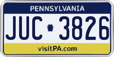 PA license plate JUC3826