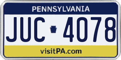 PA license plate JUC4078