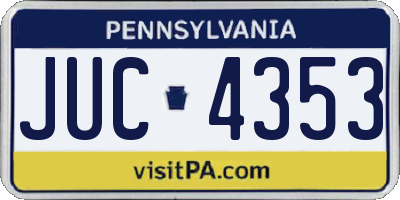 PA license plate JUC4353
