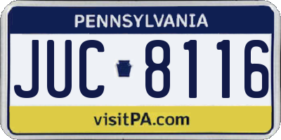 PA license plate JUC8116
